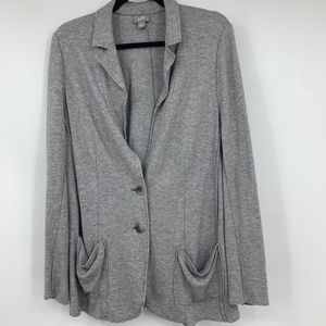 J‎ Jill womens large jacket gray pockets wool blend warm cozy two button